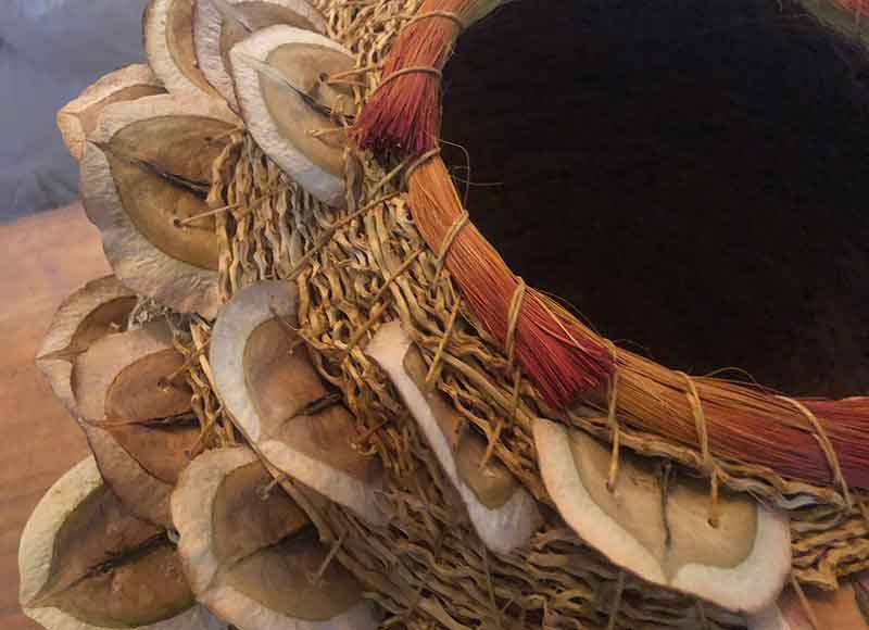 Jacaranda seed pod artisan basket