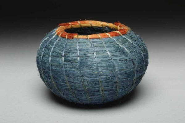 Indigo Basket with orange rim