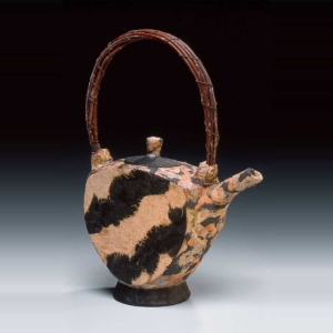 mixed media zebra ceramic teapot